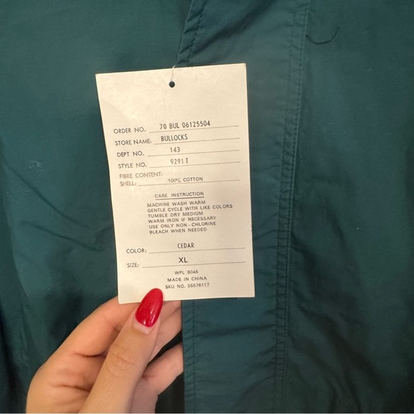 Thornton Bay Vintage Men’s Windbreaker Hunter Green And Navy, Size XL NWT - Picture 6 of 6
